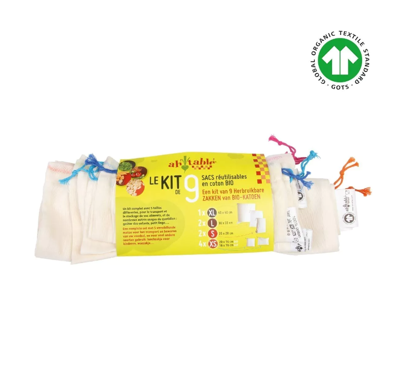 Assortment of organic cotton bulk bags