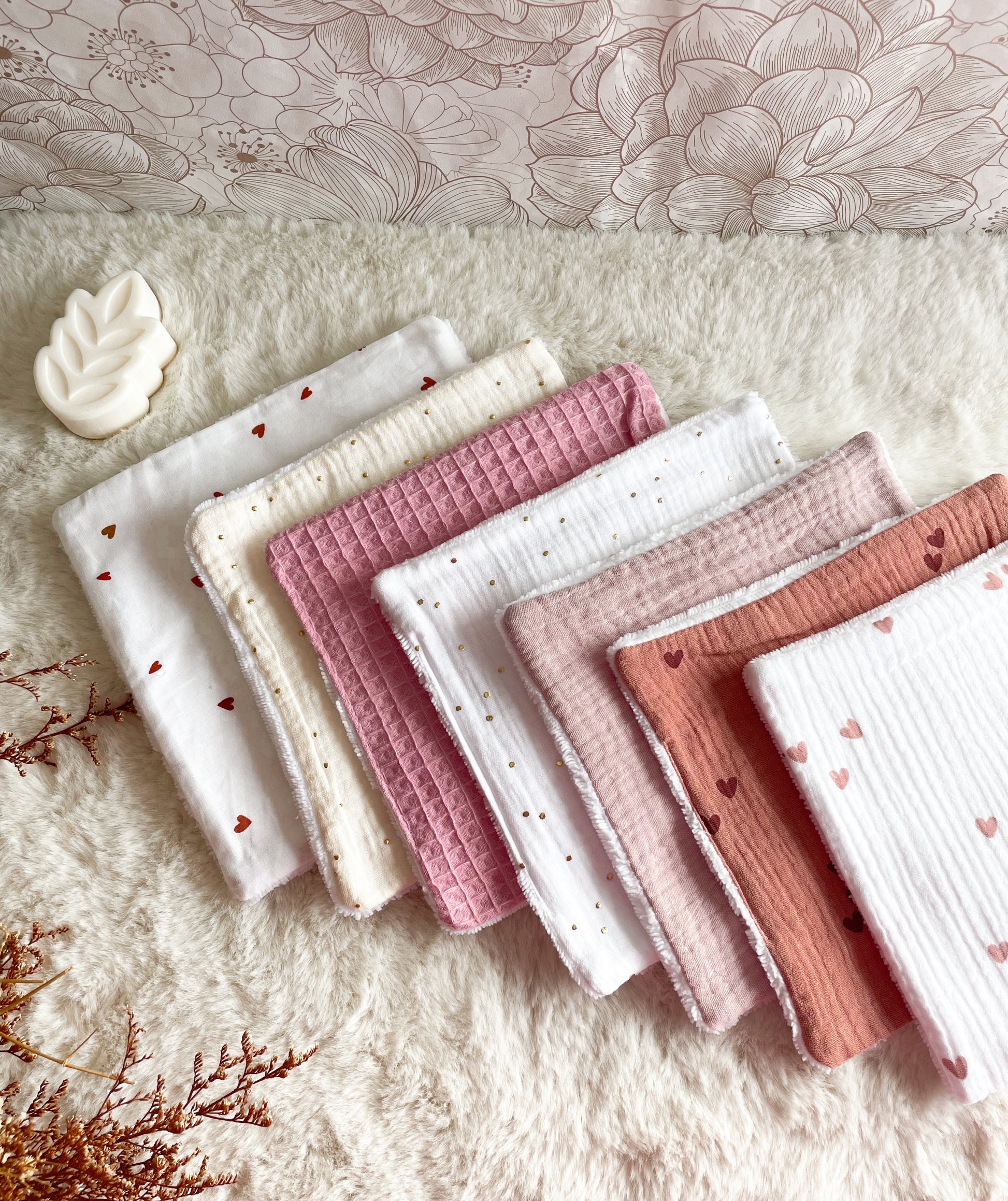 Semainier de 7 mini serviettes visage