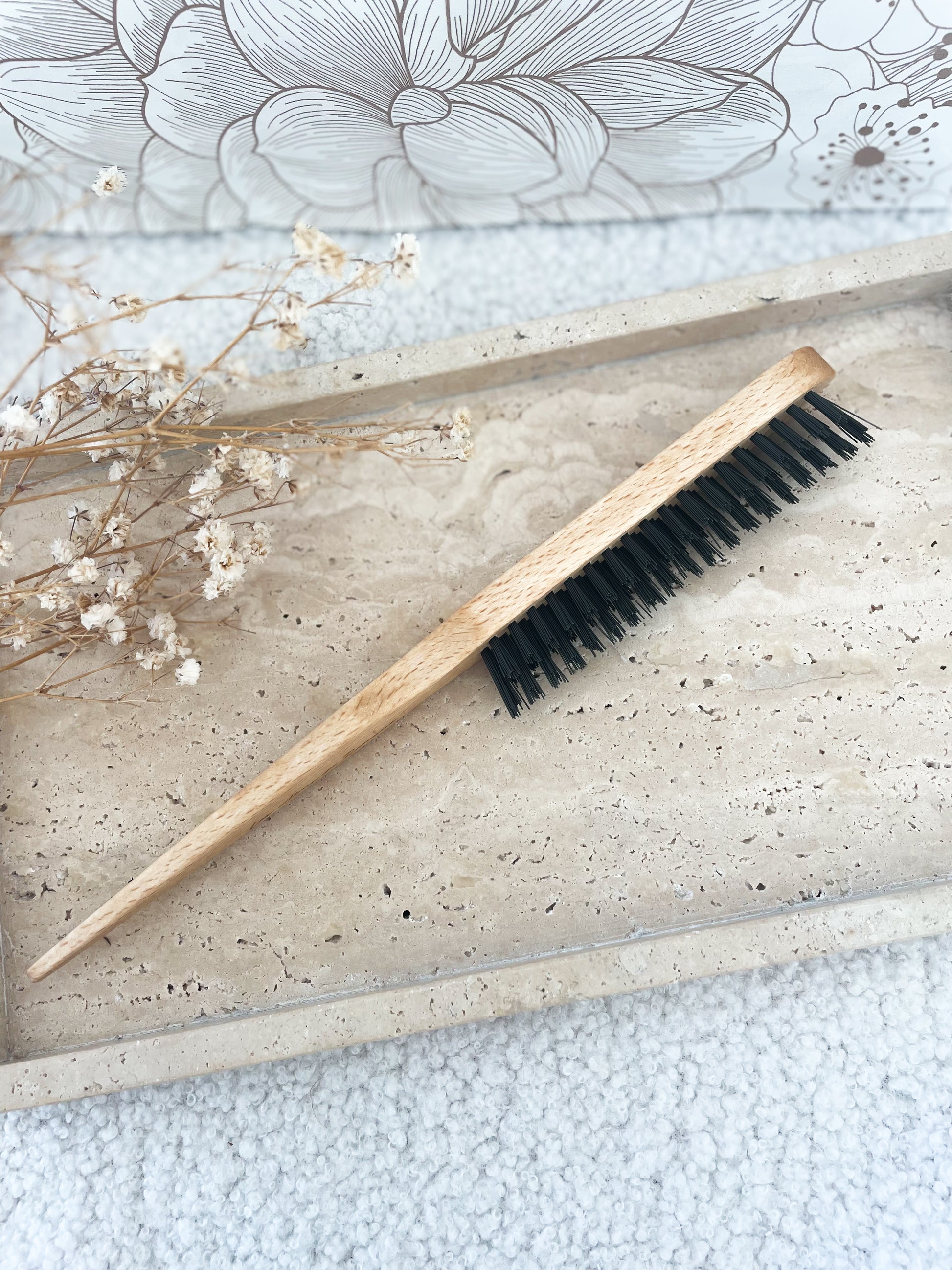 Hairbrush with wooden bristles