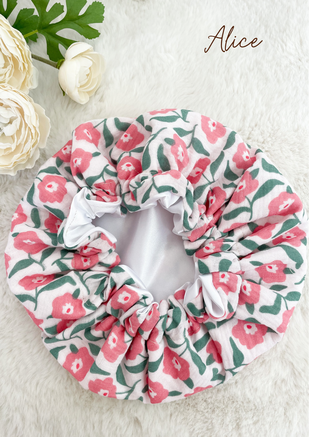 Bonnet de soin en satin