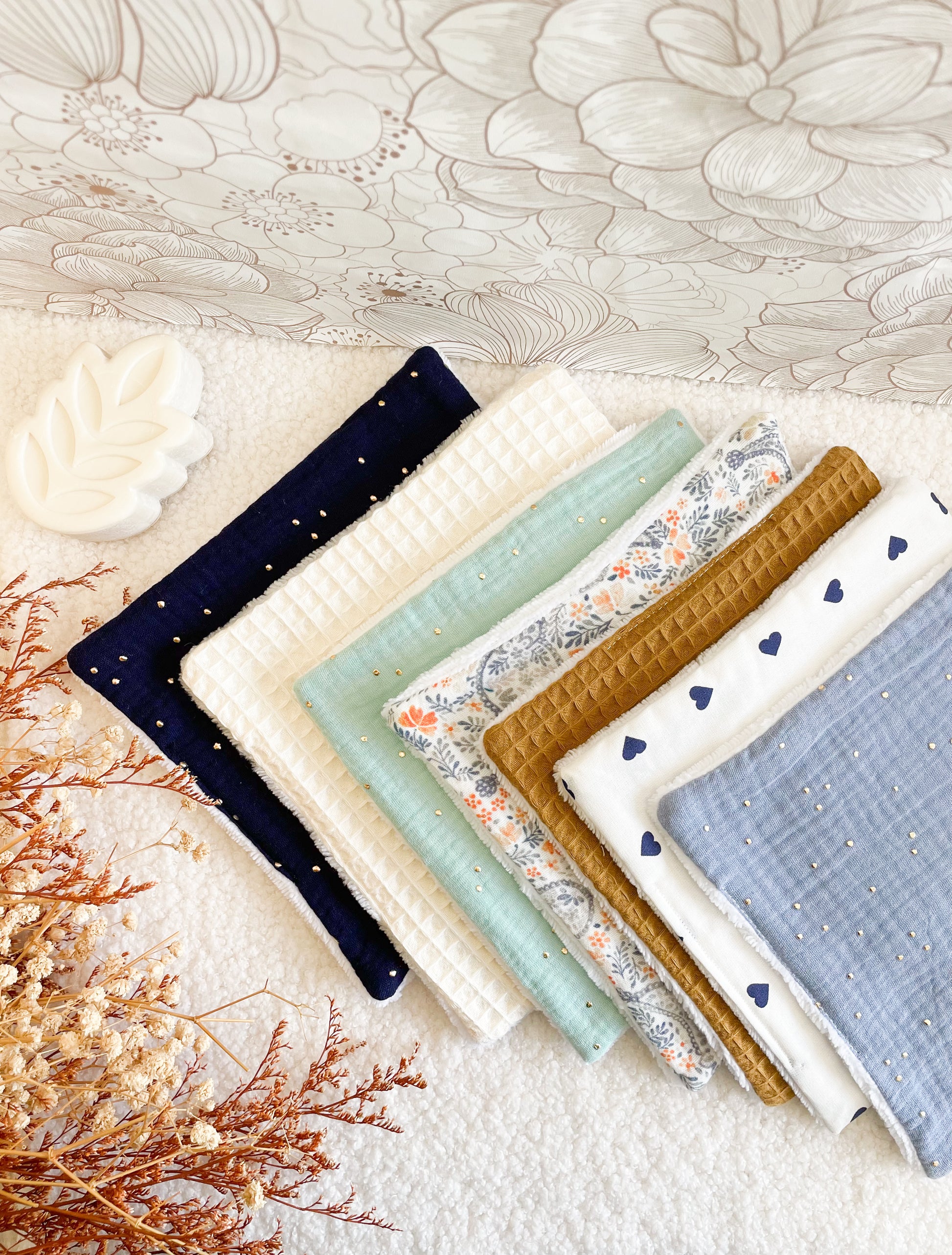 Semainier de 7 mini serviettes visage