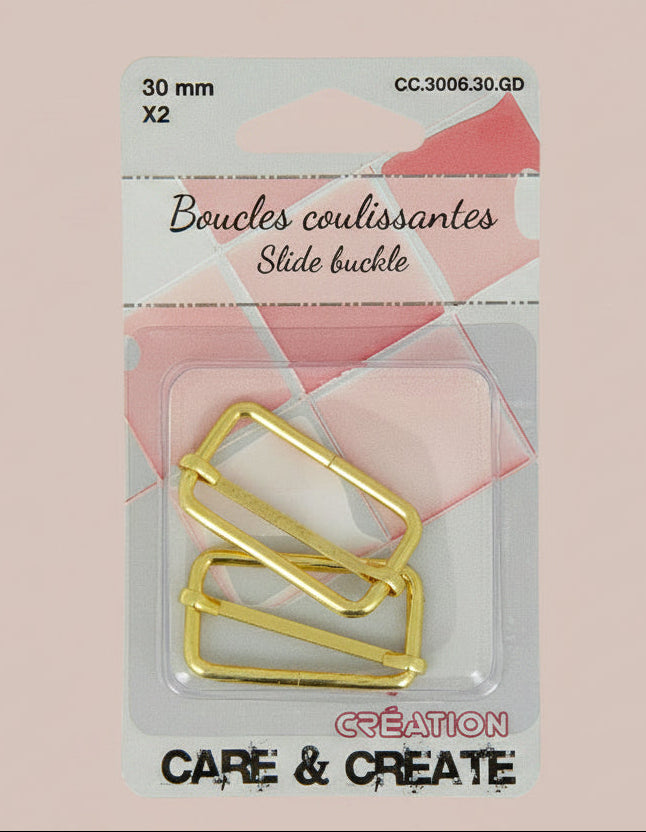 Lot de 2 boucles coulissantes dorées