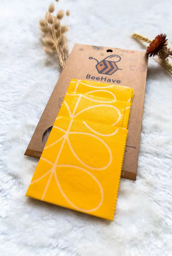 3 Bee Wraps - Behave Bio - Feuillage jaune