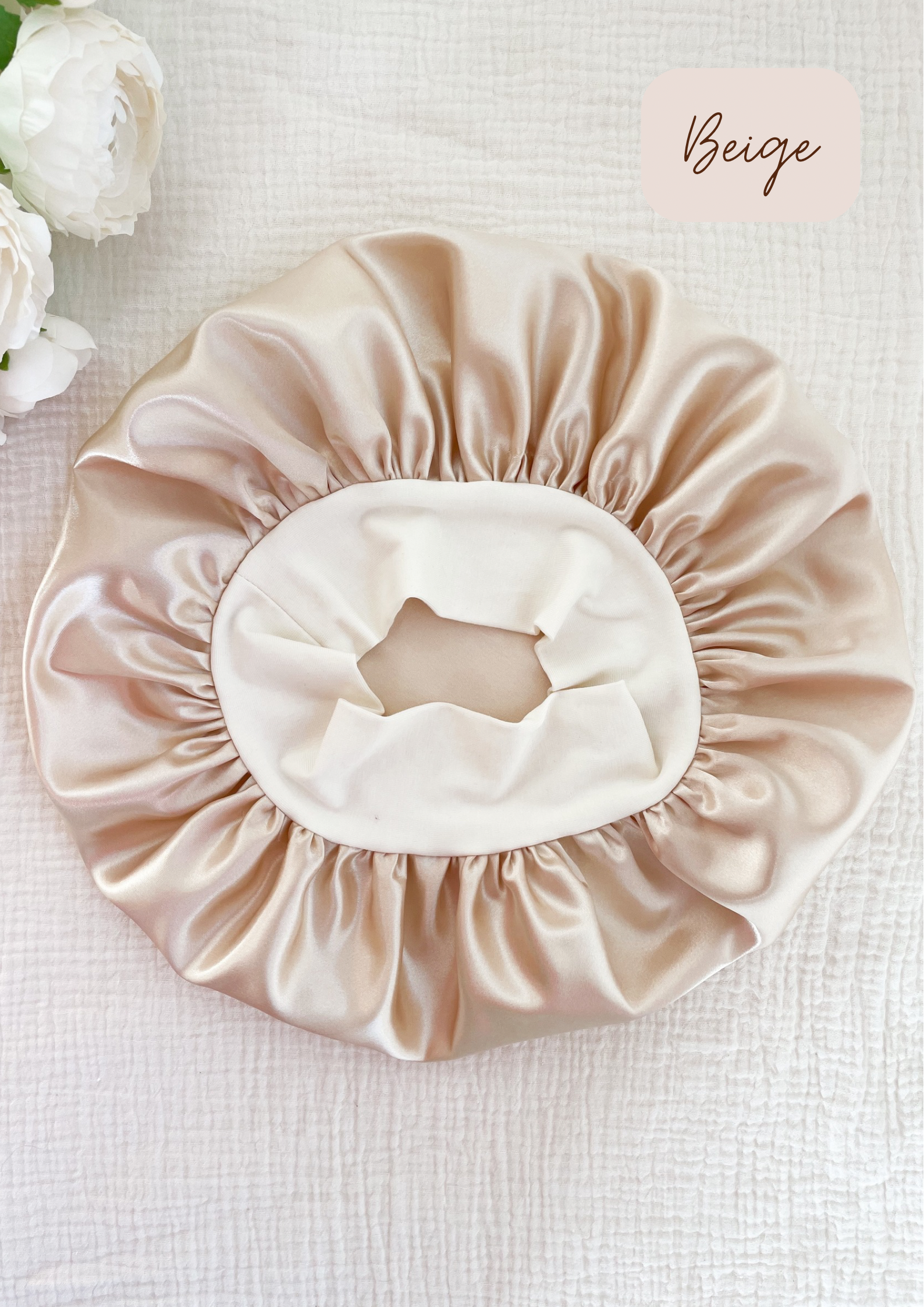 Bonnet de soin en satin avec bandeau