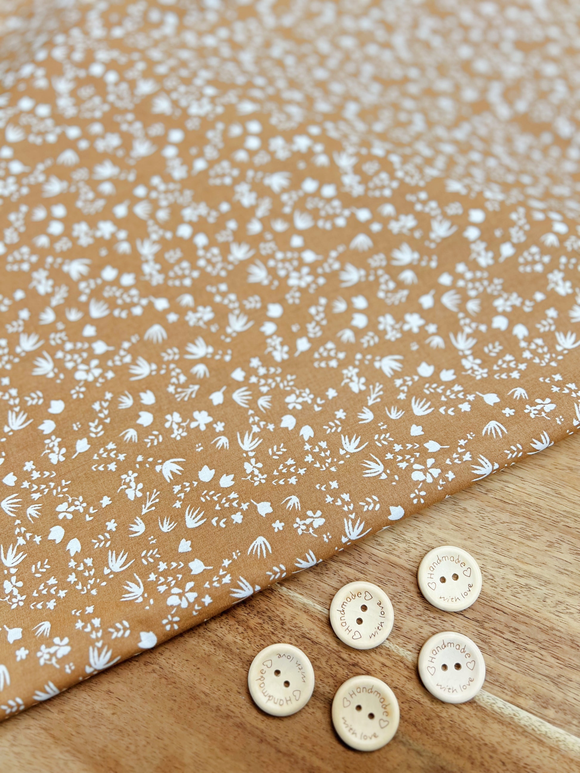 Yellow flowers printed cotton