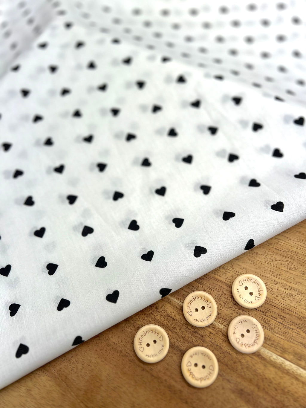 Black Hearts Printed Cotton