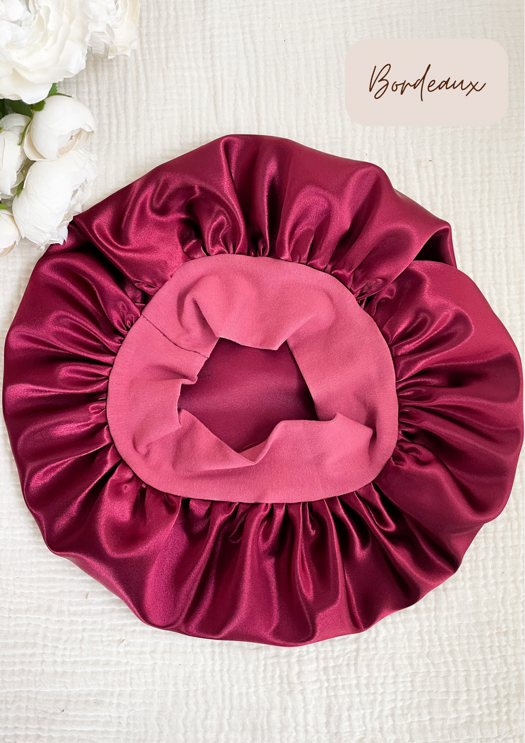 Bonnet de soin en satin avec bandeau
