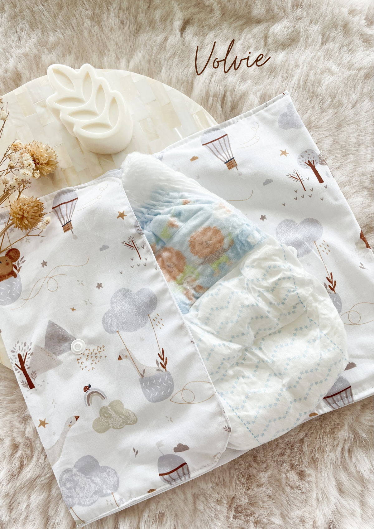 Pochette à couches et lingettes nomade