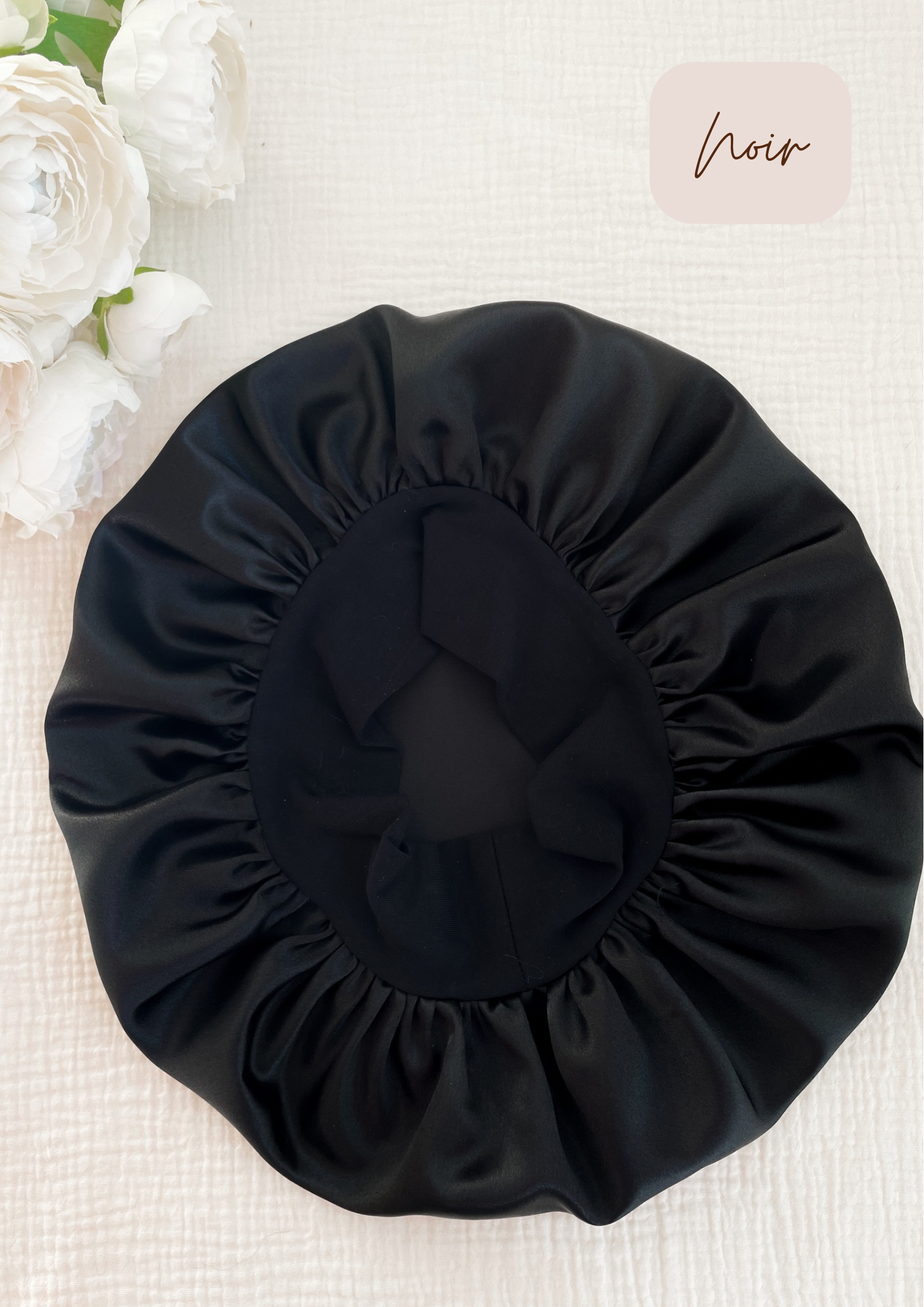 Bonnet de soin en satin avec bandeau