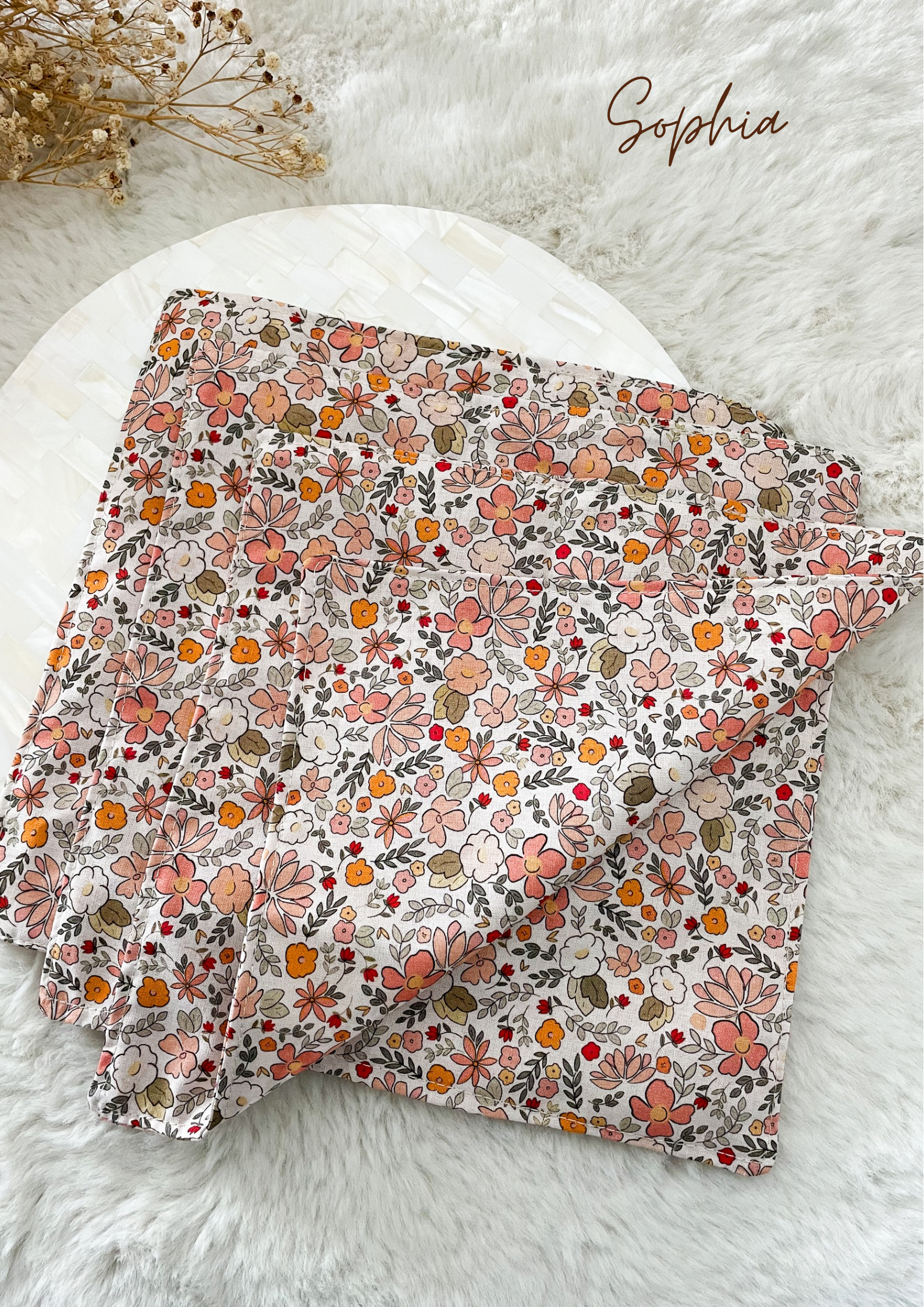 Set mit 3 waschbaren Stofftaschentüchern