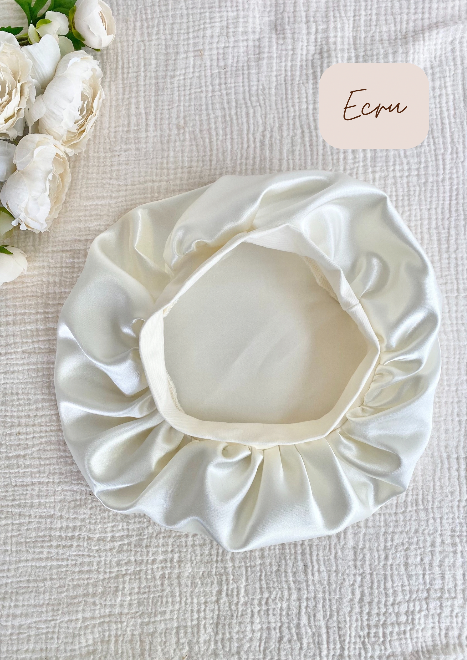 Bonnet de soin en satin avec bandeau
