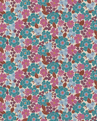 Coton imprimé Marilou bleu