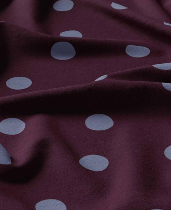 Viscose à pois aubergine/denim