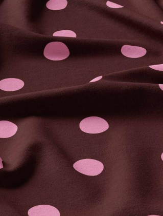 Viscose à pois bordeaux/rose