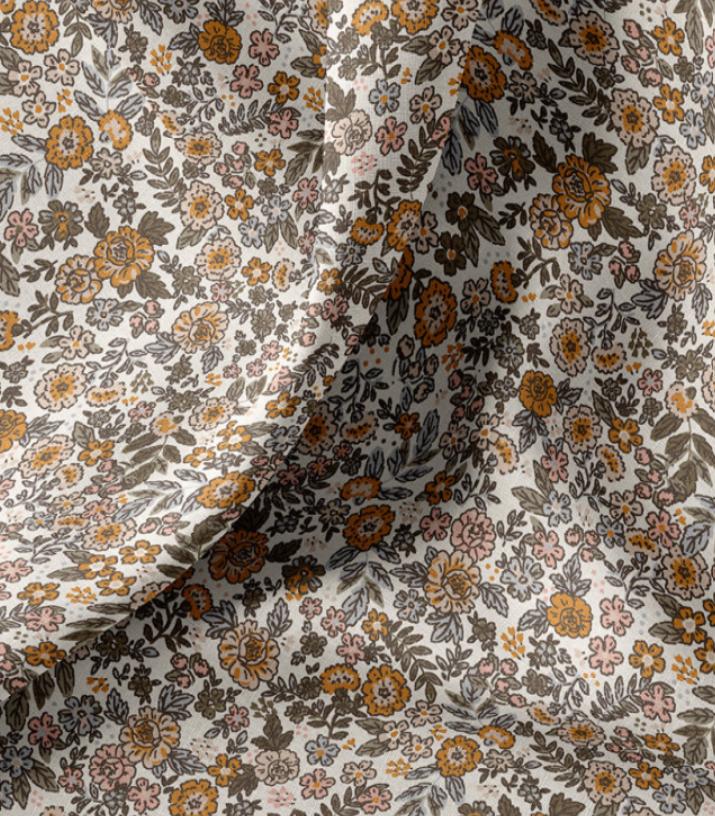 Coton imprimé Barbara vert et orange