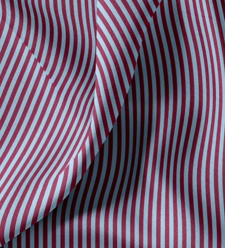 Coton imprimé rayures bleu/bordeaux