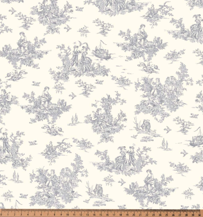 Viscose imprimé inspiration "toile de Jouy"