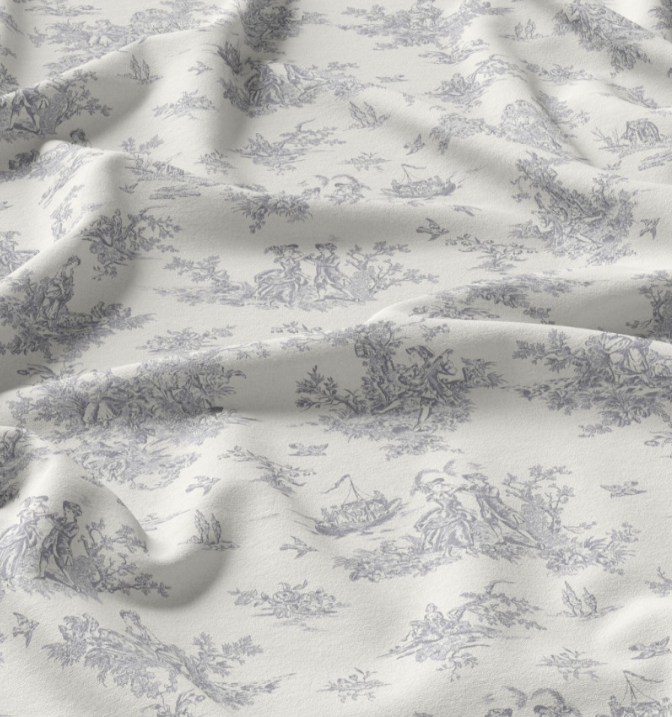 Viscose imprimé inspiration "toile de Jouy"