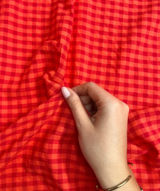 Seersucker vichy rouge/orange
