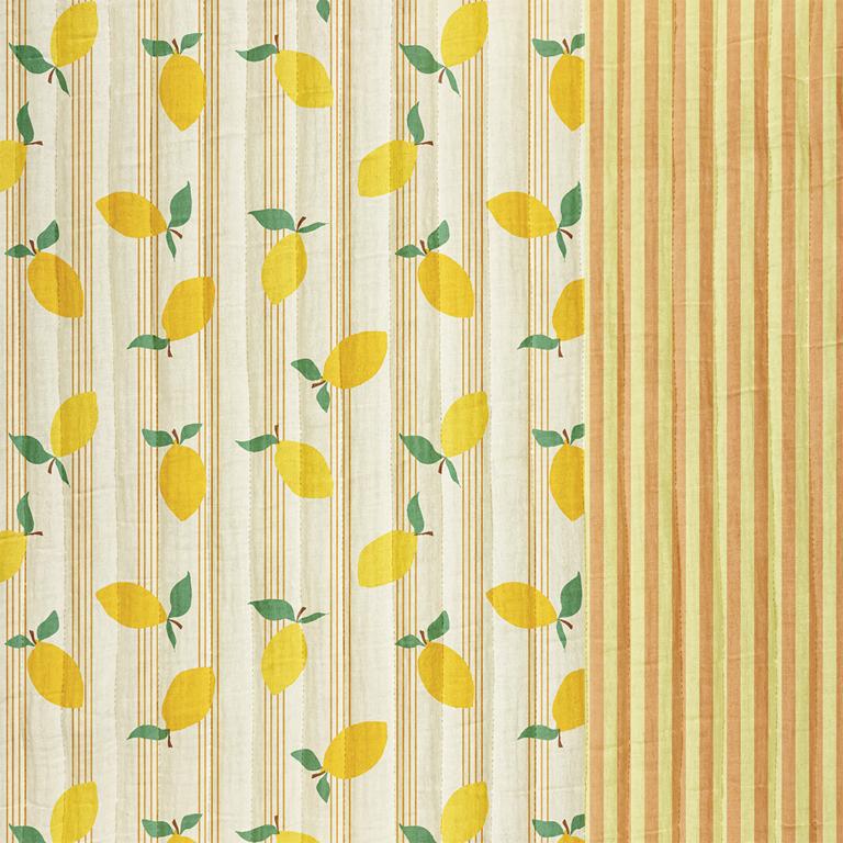 Double gaze matelassée réversible Citron