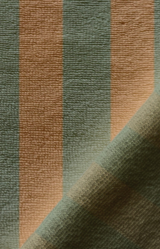 Eponge bambou rayée beige/romarin