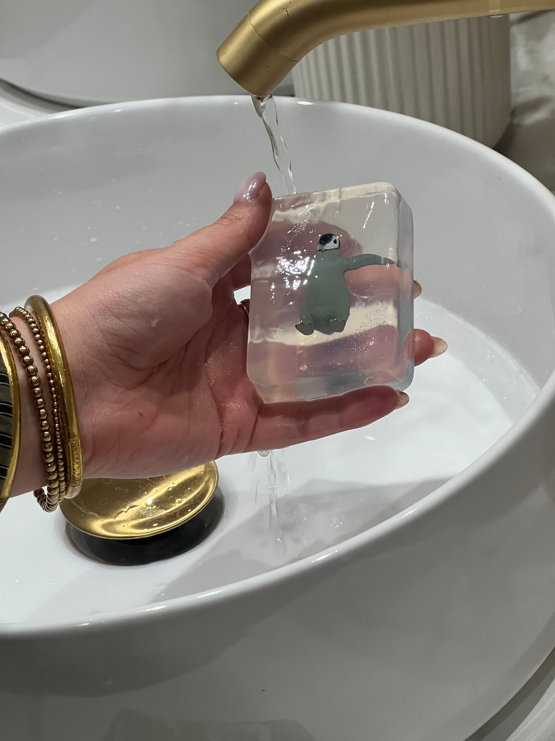 Soap with figurines of your choice (animals, Pokémon, etc.)