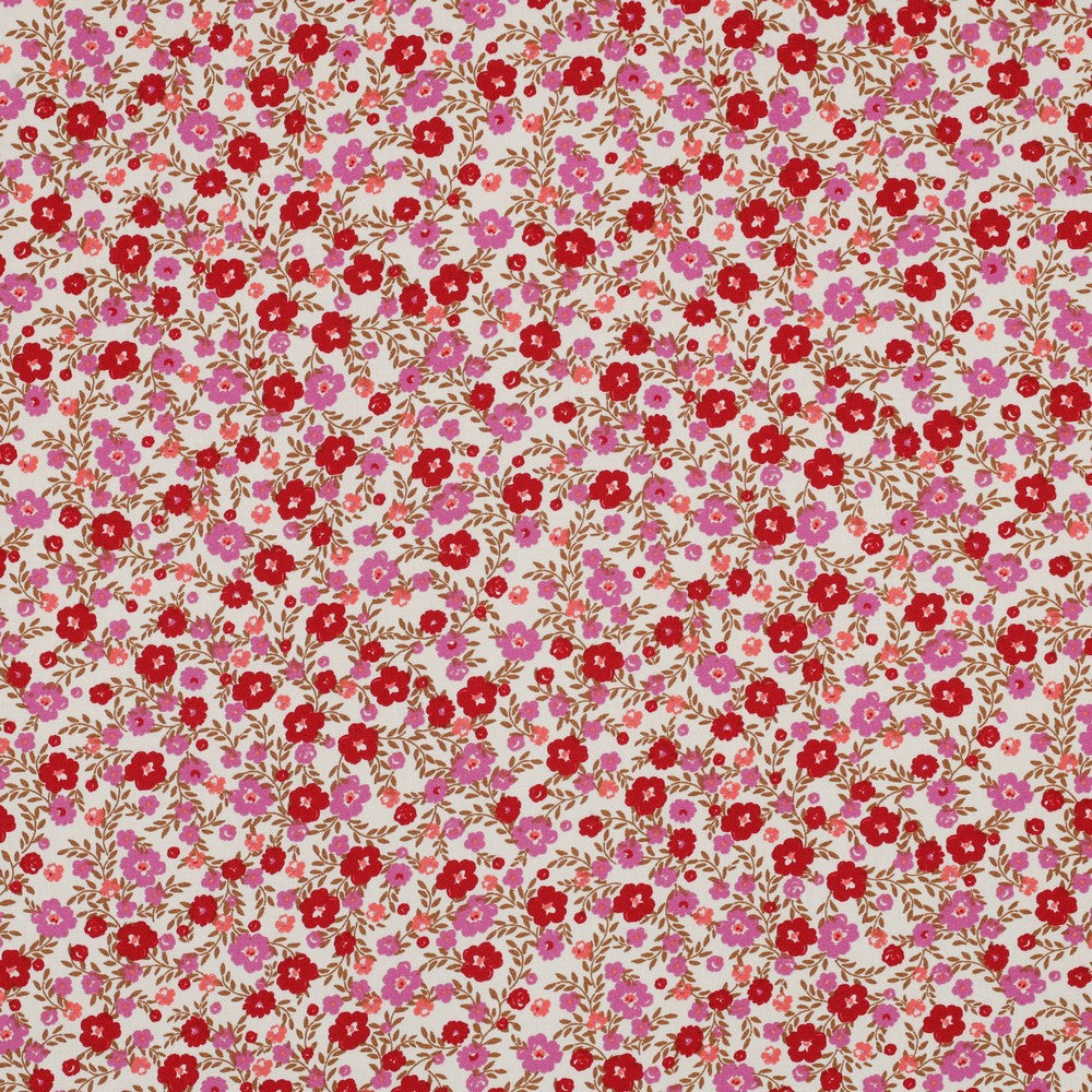 Viscose fleurs rouge