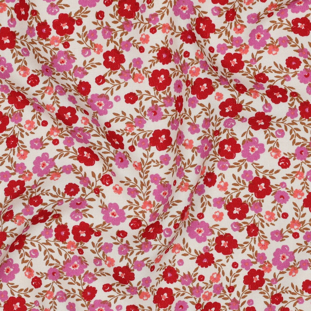 Viscose fleurs rouge