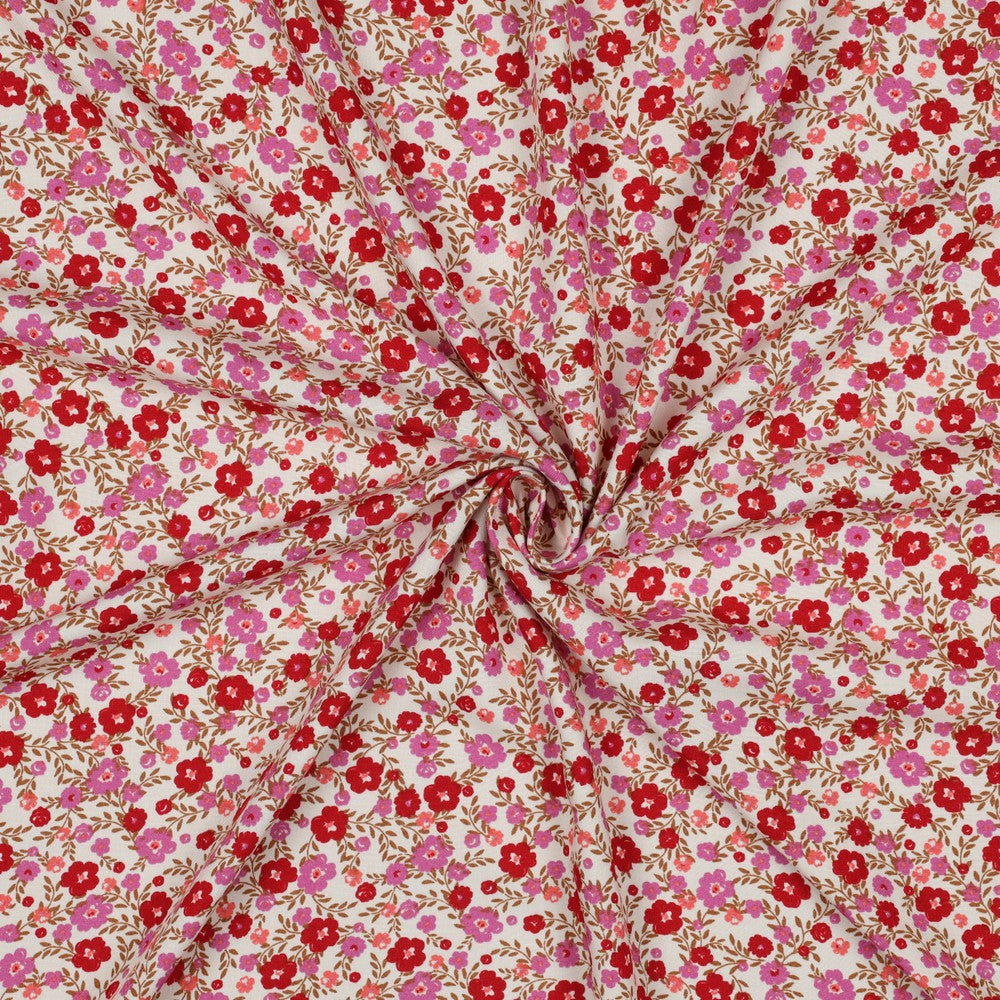 Viscose fleurs rouge