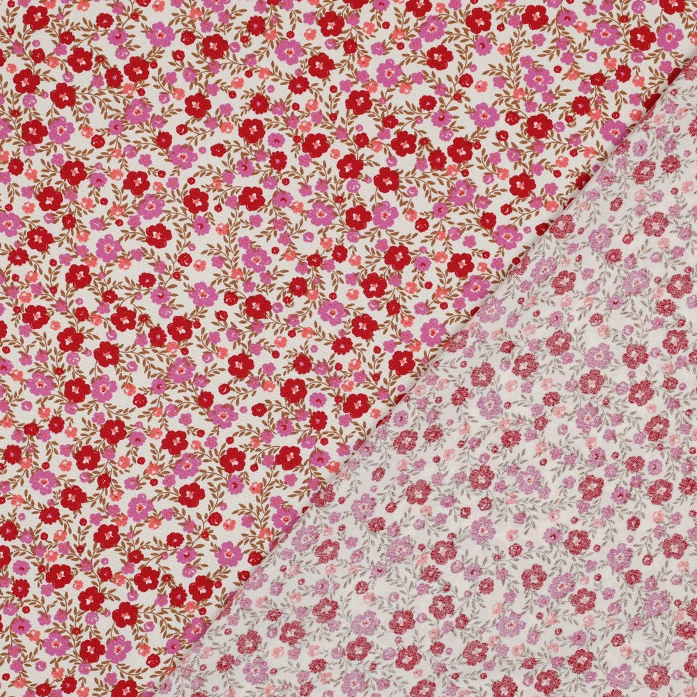 Viscose fleurs rouge