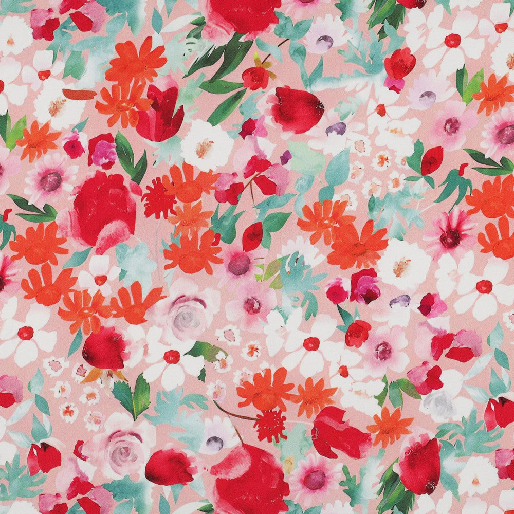 Viscose satin fleurie
