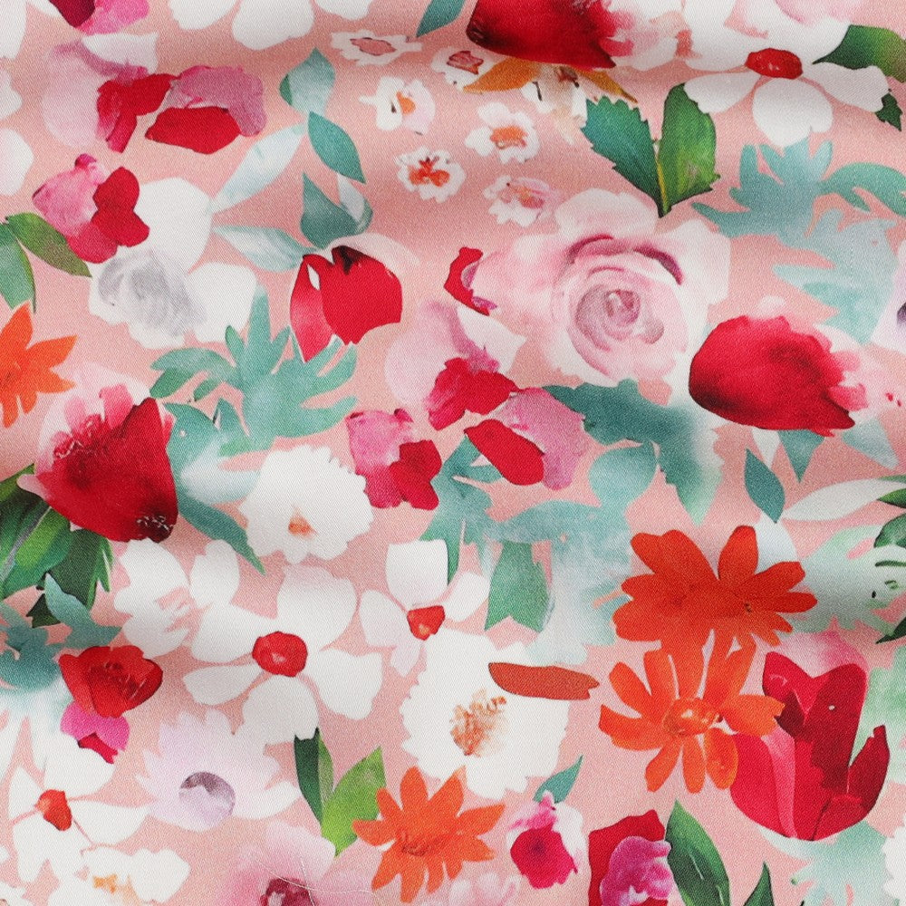 Viscose satin fleurie