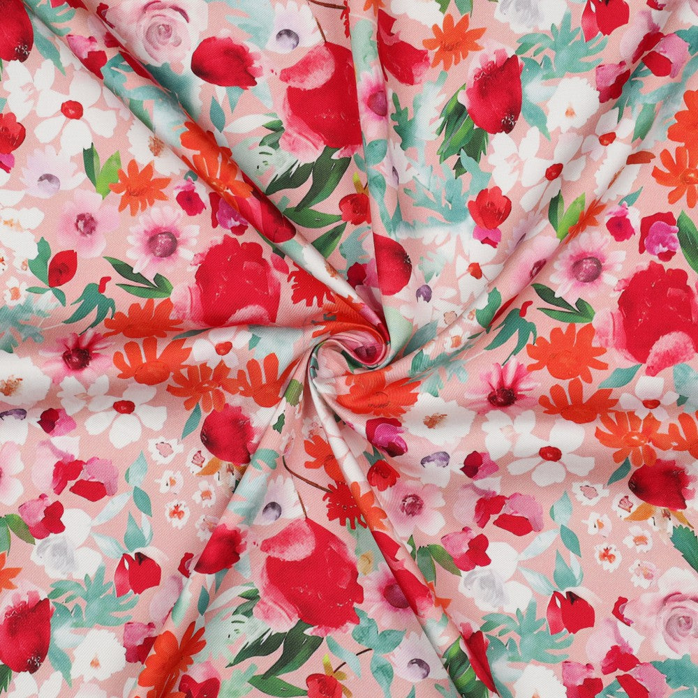 Viscose satin fleurie