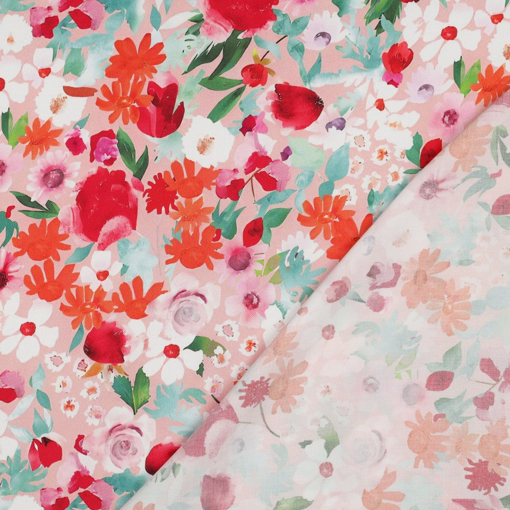 Viscose satin fleurie