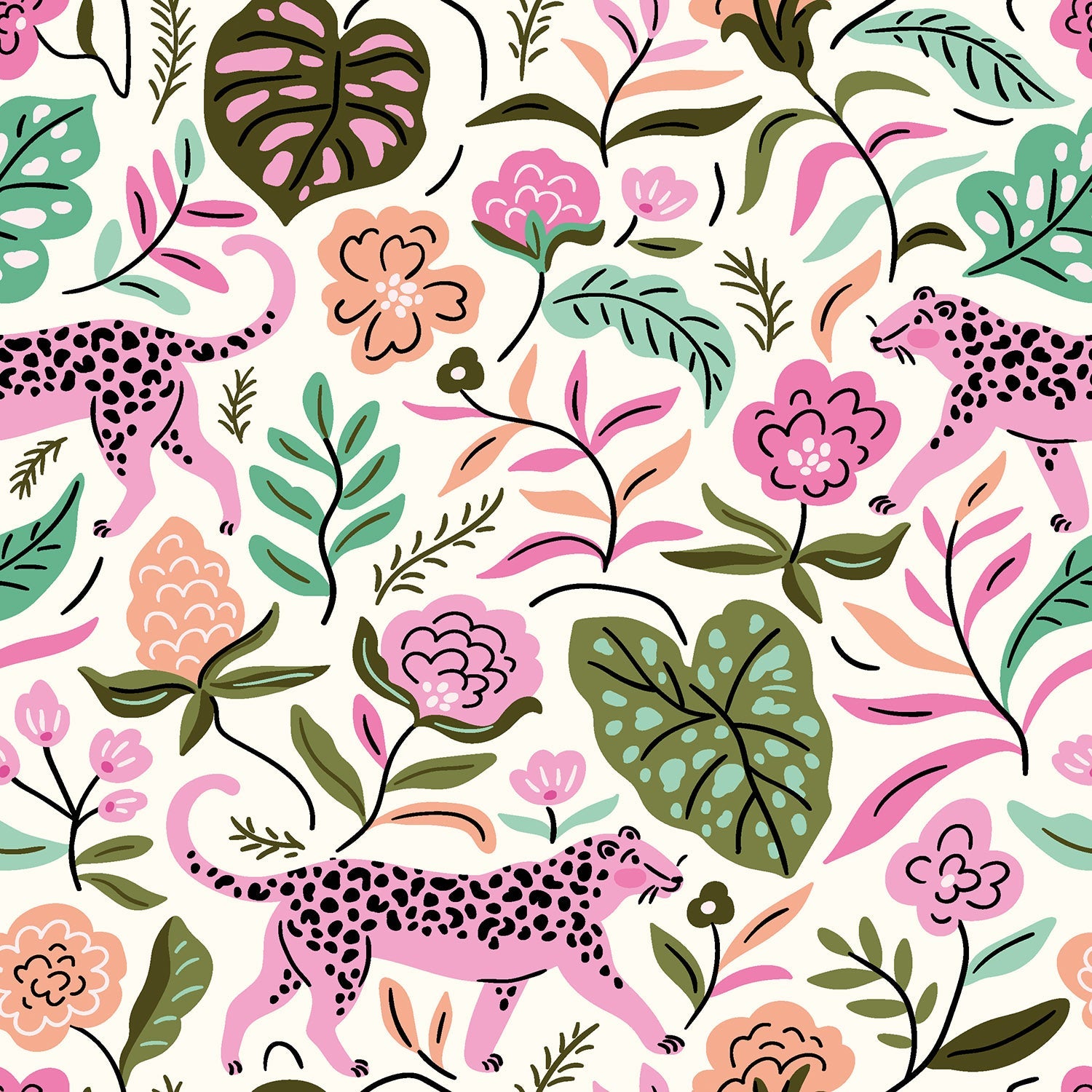 Tissu imperméable Panthère rose