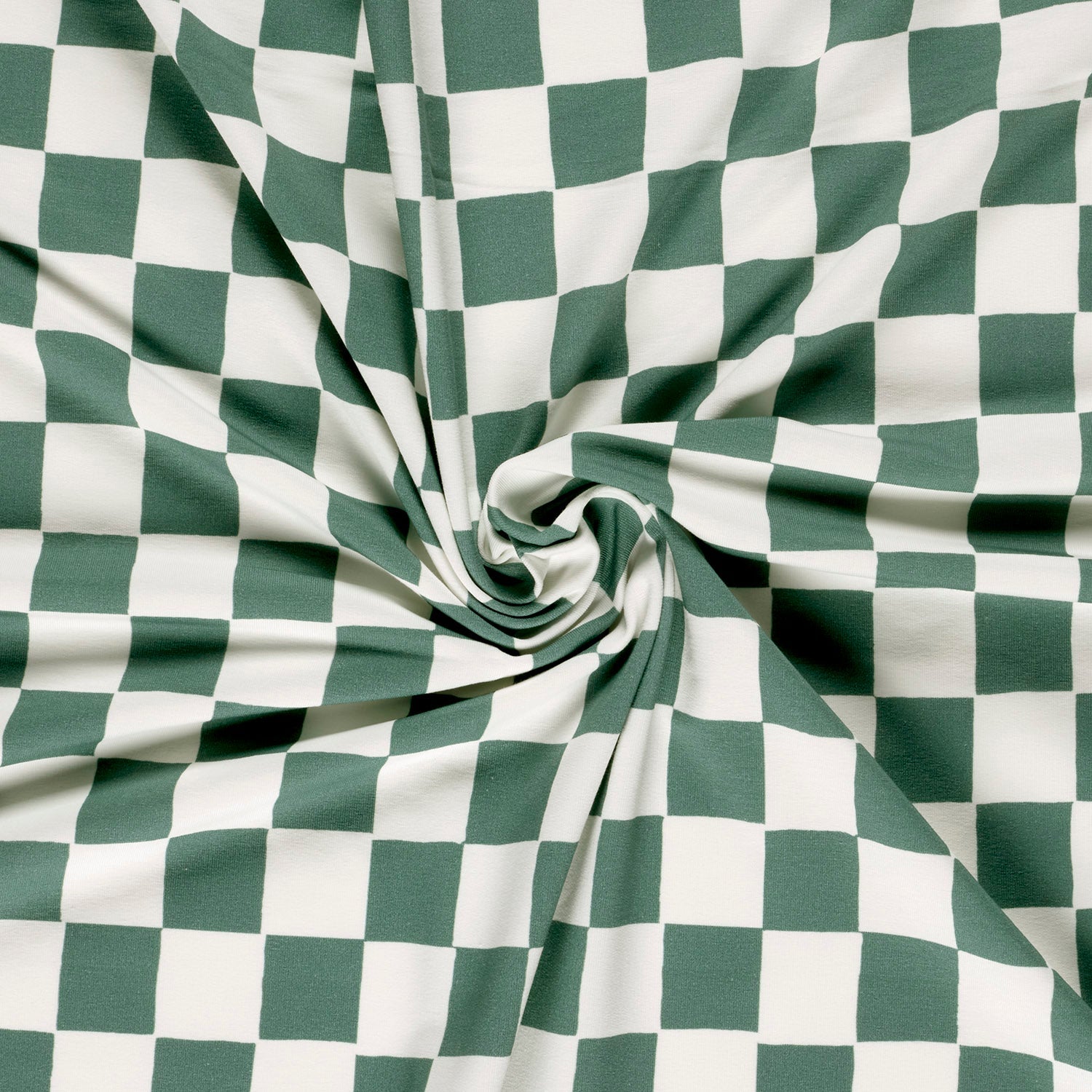 French Terry imprimé carreaux vert
