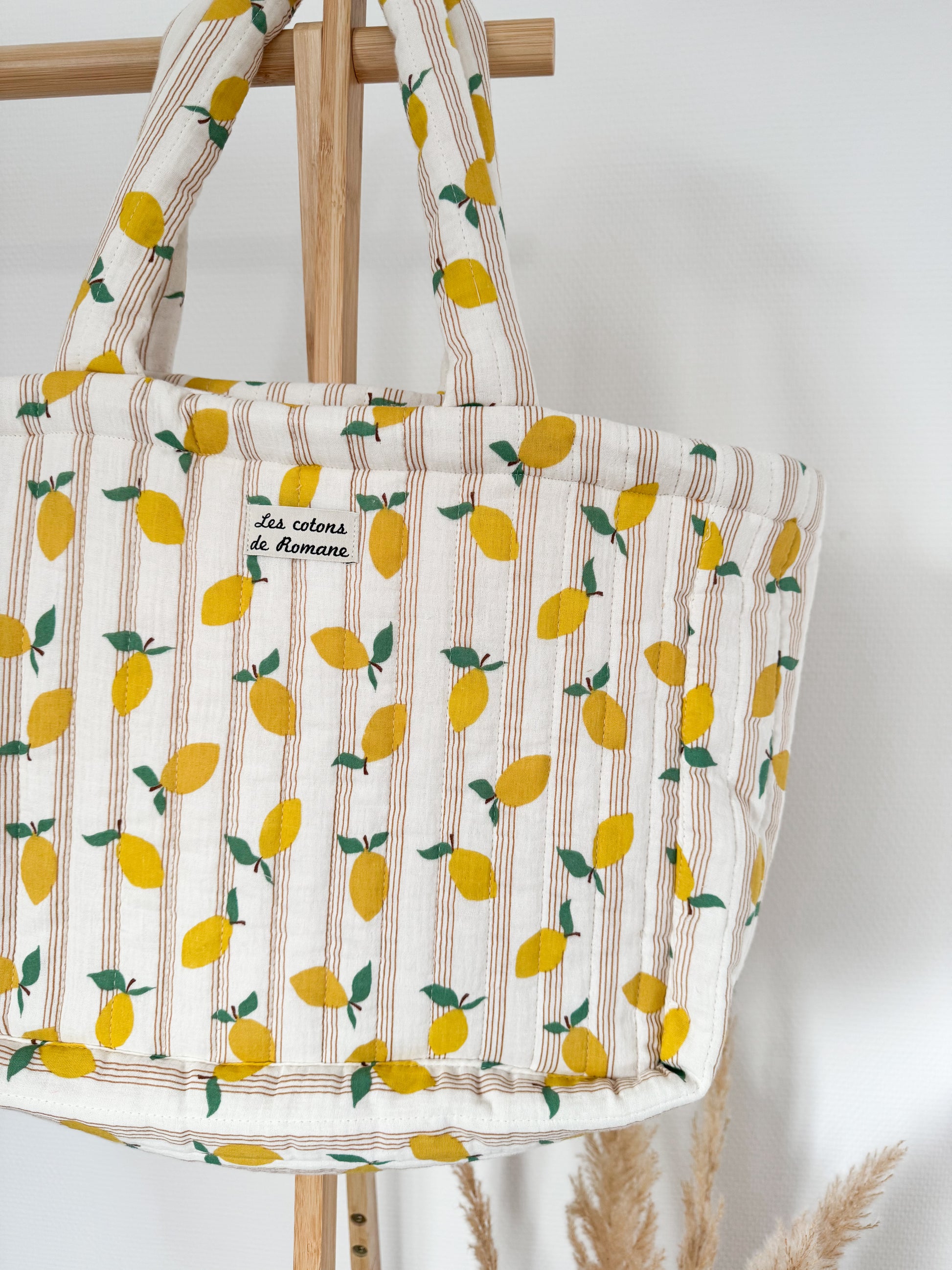 Double gaze matelassée réversible Citron