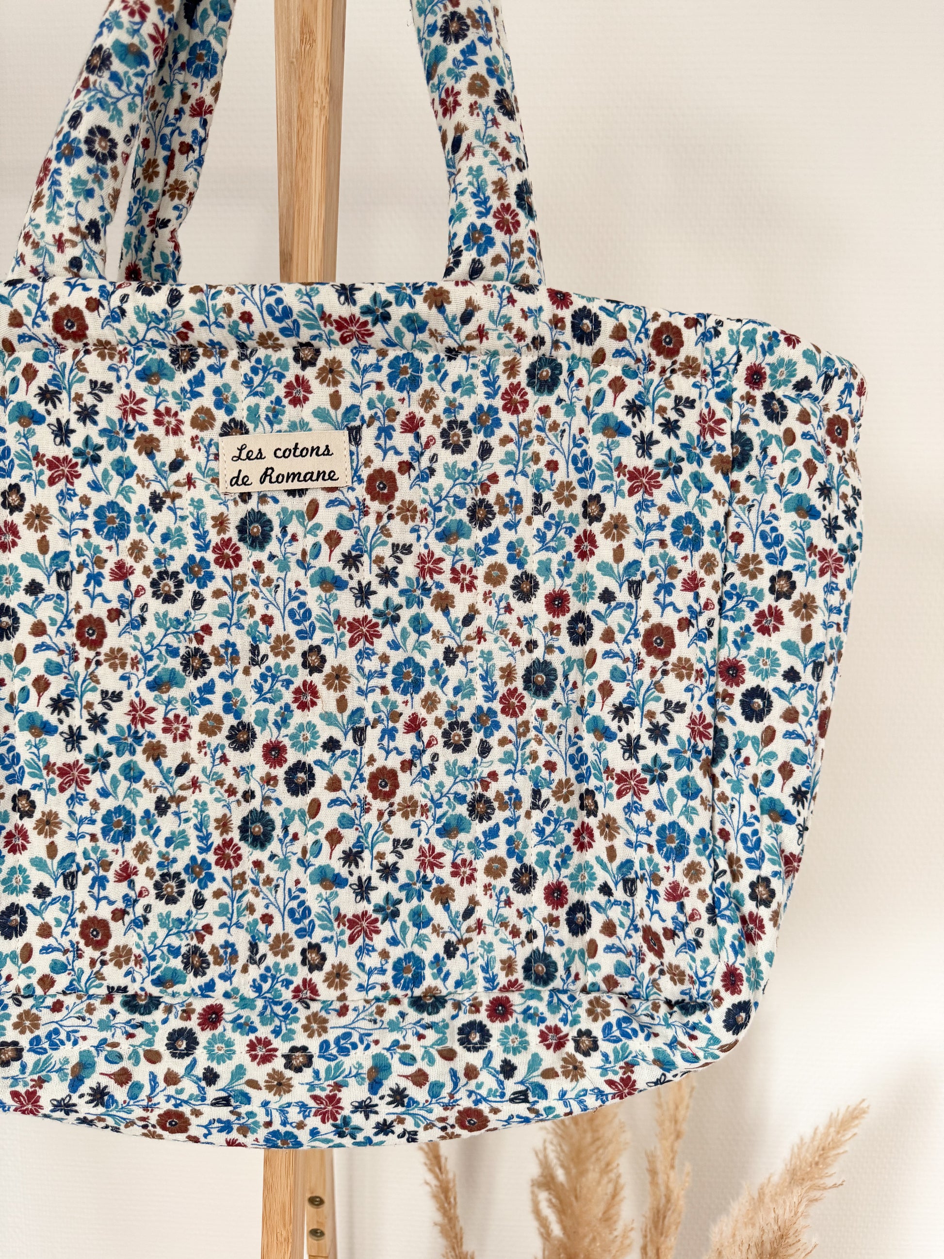 Double gaze matelassée réversible Bleuet