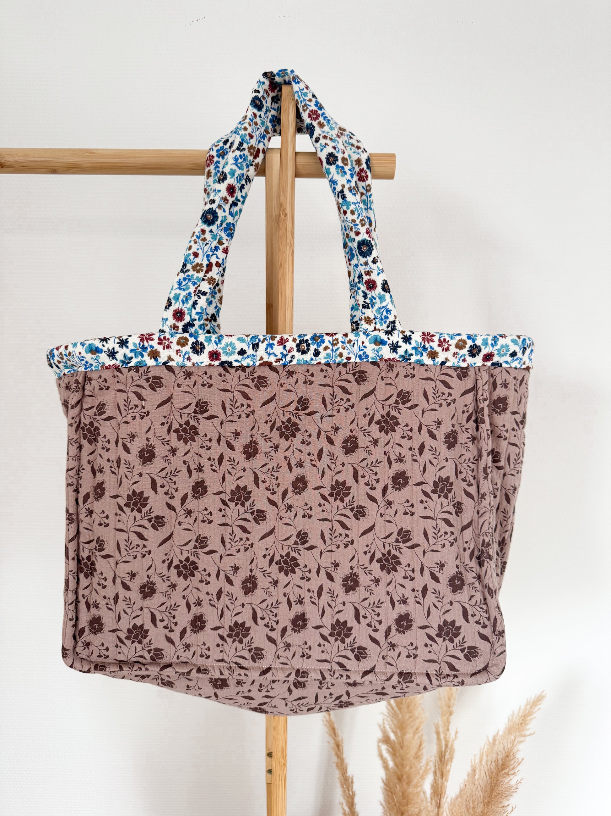 Double gaze matelassée réversible Bleuet