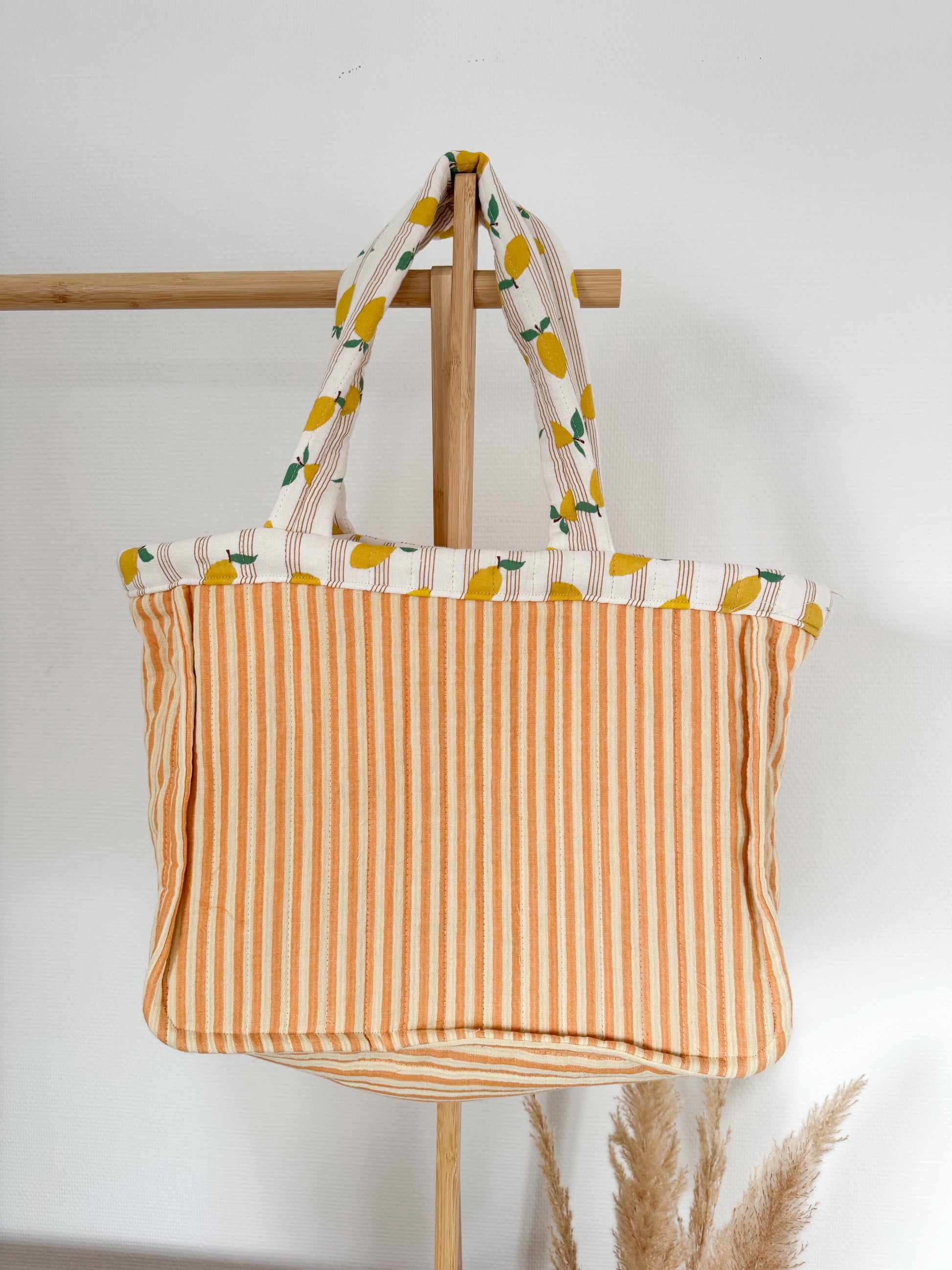 Double gaze matelassée réversible Citron