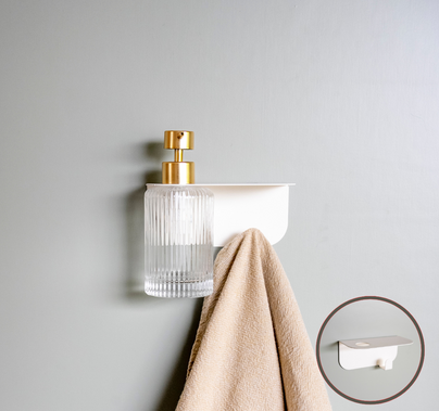 Etagère porte flacon avec patère (sans percage) - Mamik