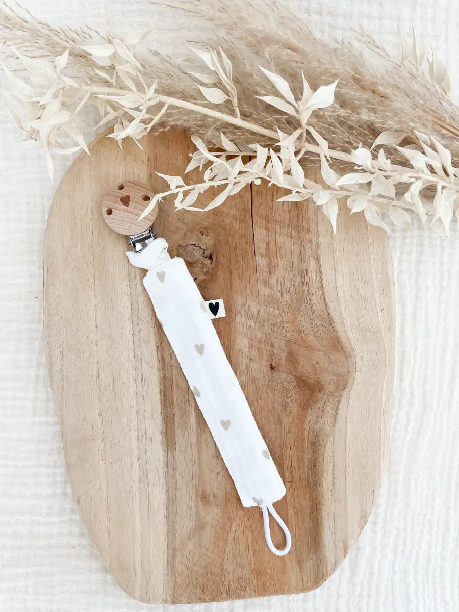 Attache tétine - Atelier Wagram - Gaze coeur