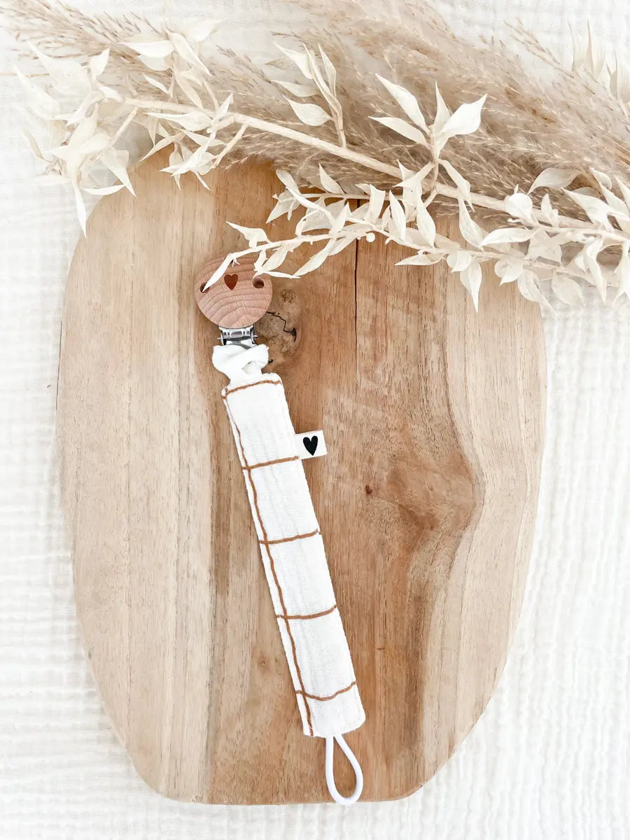 Attache tétine - Atelier Wagram - Gaze grand carreaux