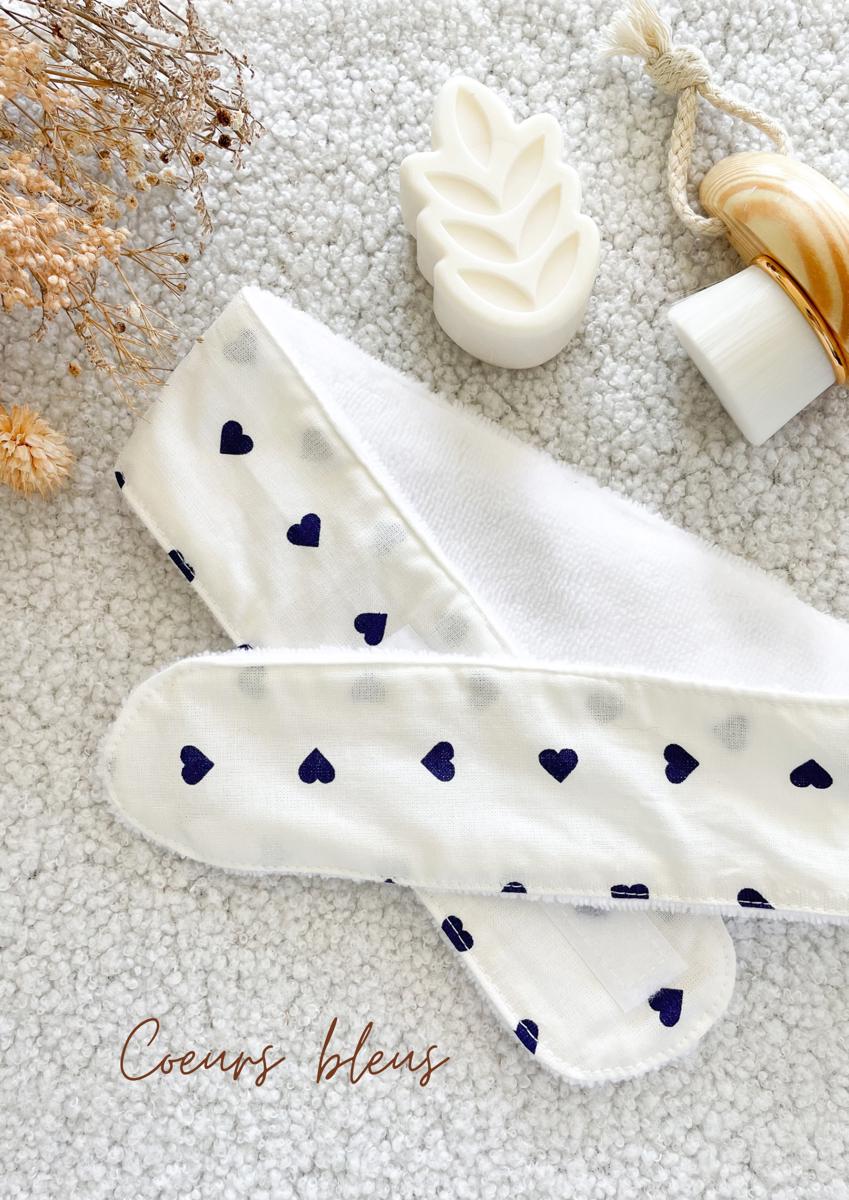 Bandeau de soin/visage - Coeurs bleus
