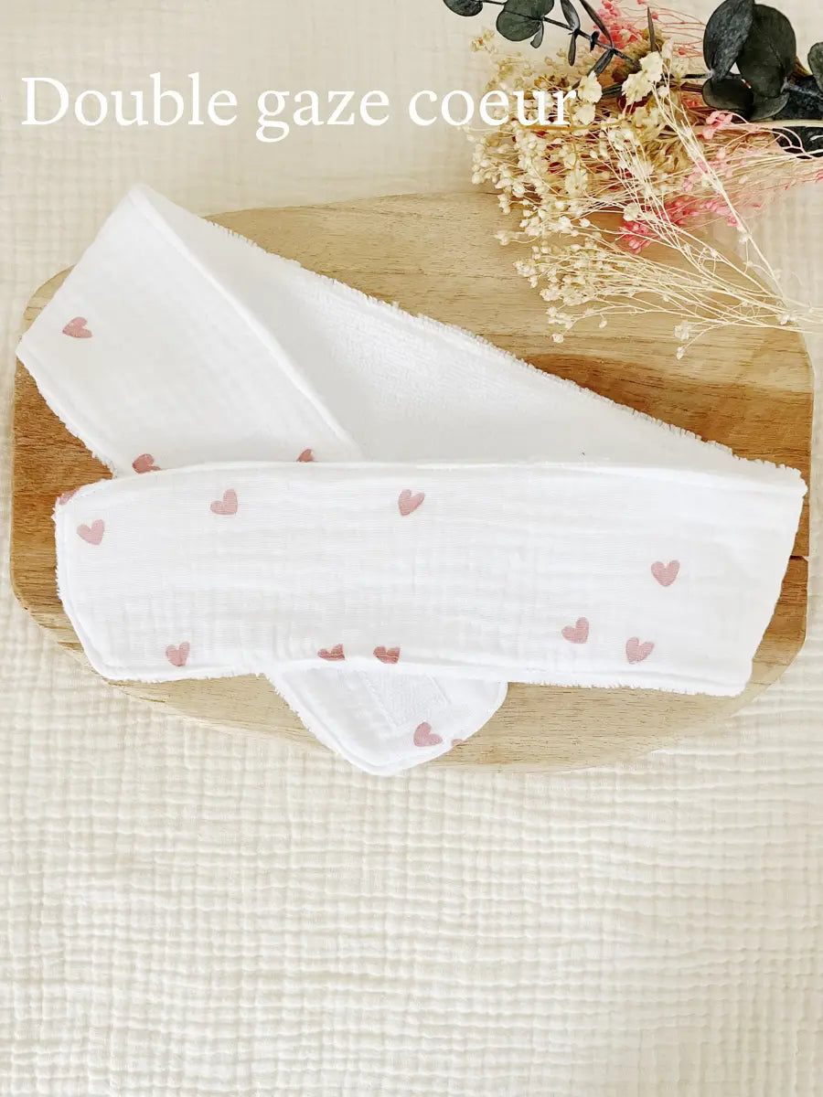 Bandeau de soin/visage - Double gaze coeurs
