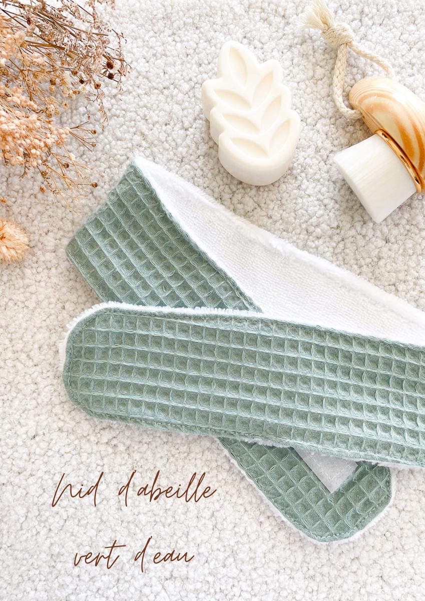 Bandeau de soin/visage - Nid d'abeille vert d'eau