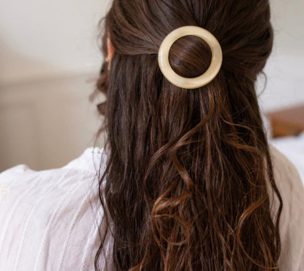 Barrette ronde - Bachca - Ivoire