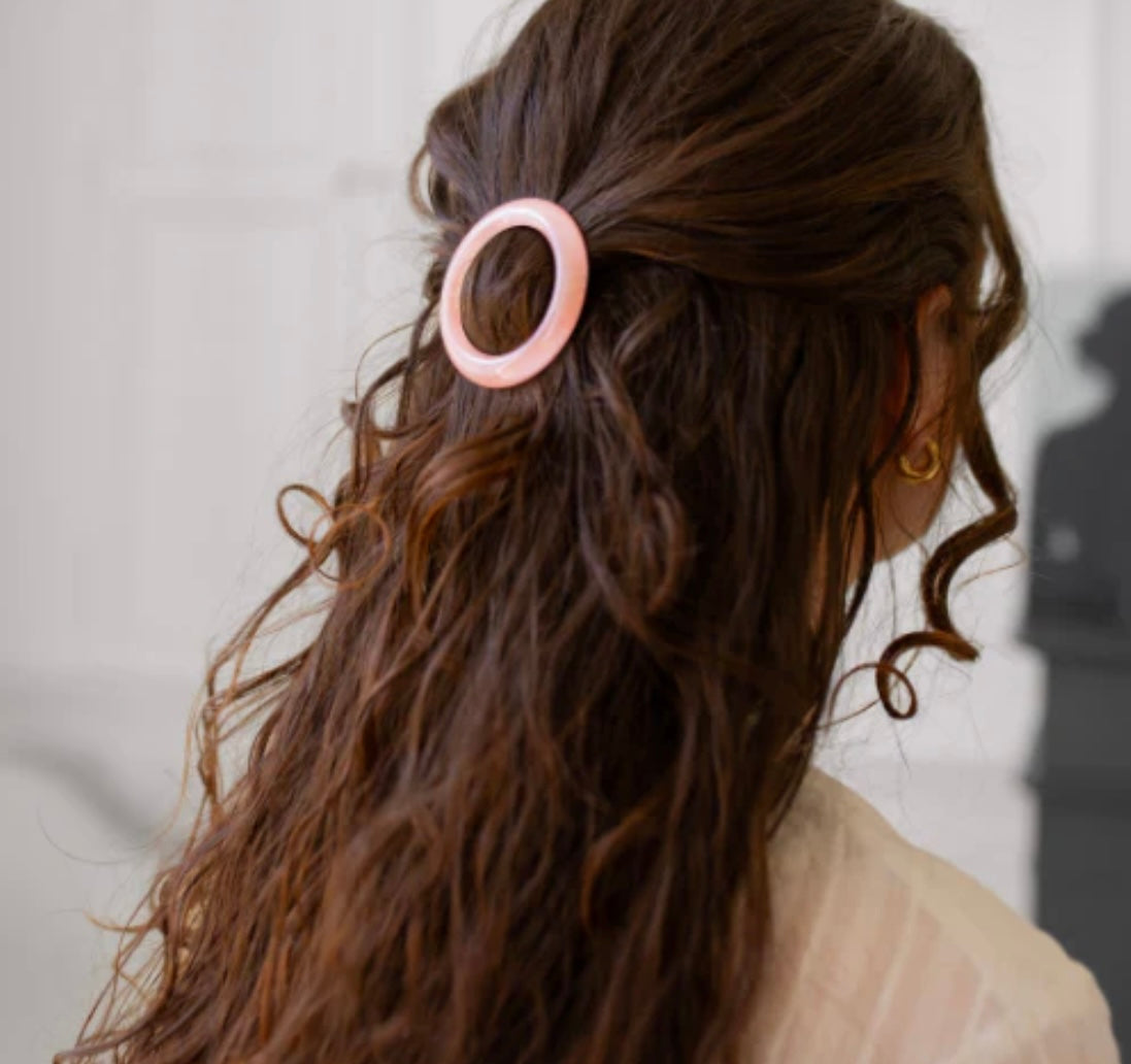 Barrette ronde - Bachca - Rose dragée