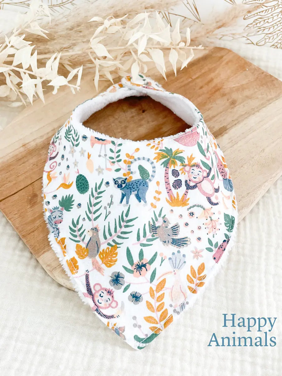 Bavoir bandana (0-2 ans) - Happy animals