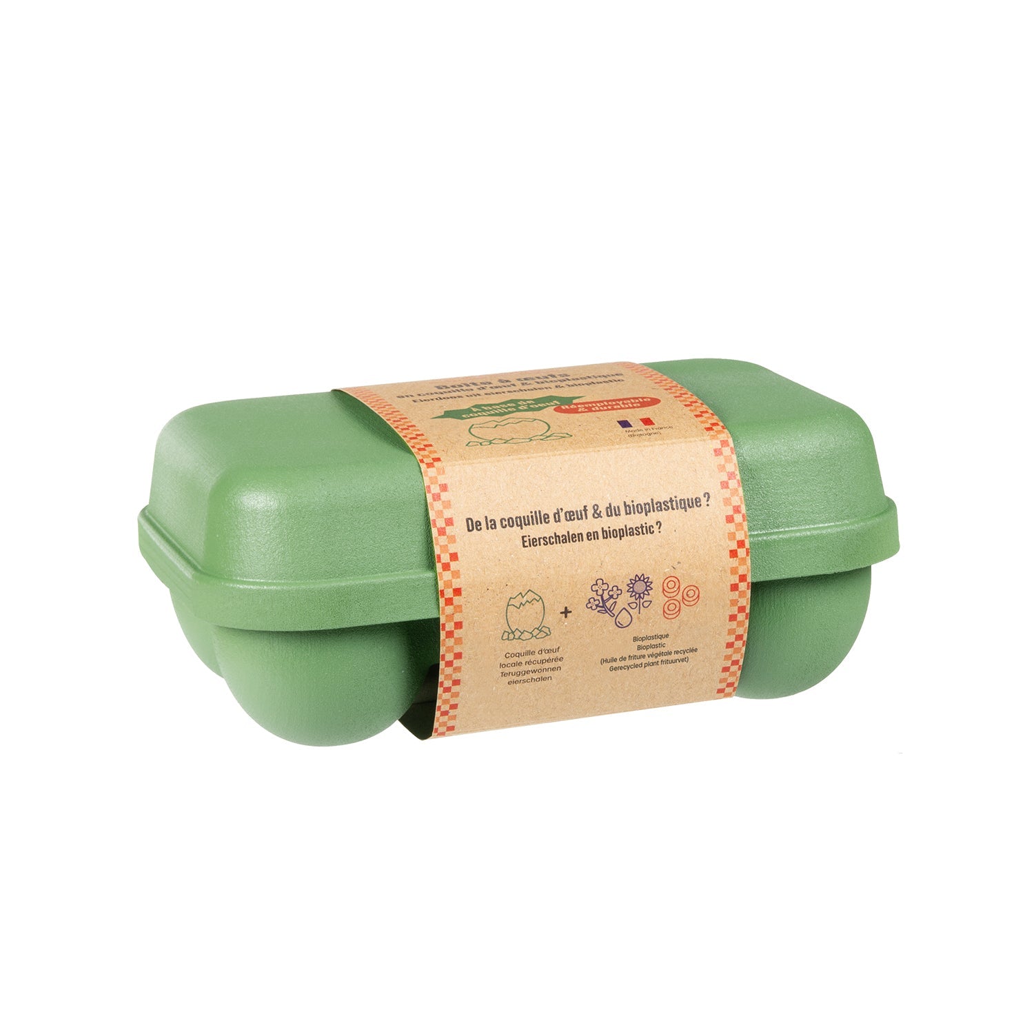 Boîte à oeuf en bioplastique - 6 oeufs / Vert